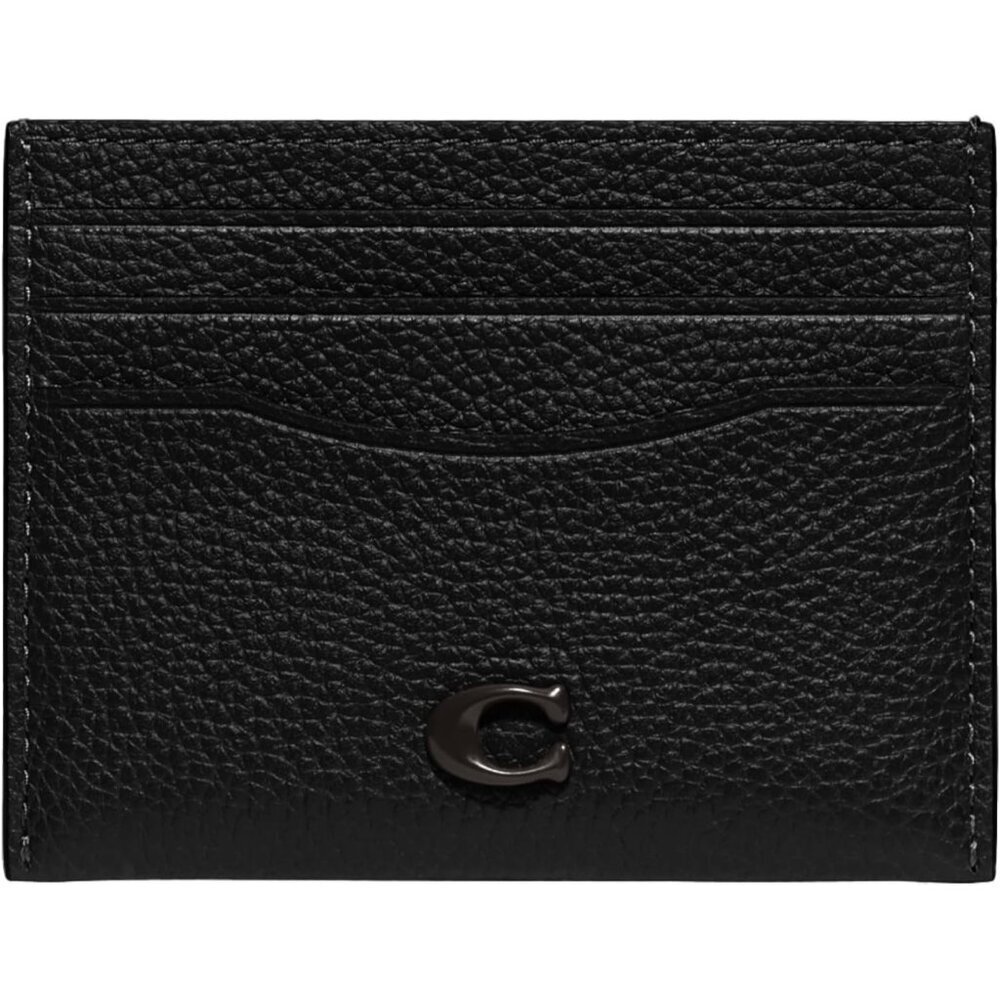 Flat Card Case in Pebble Leather w/Sculpted C Hardware Branding